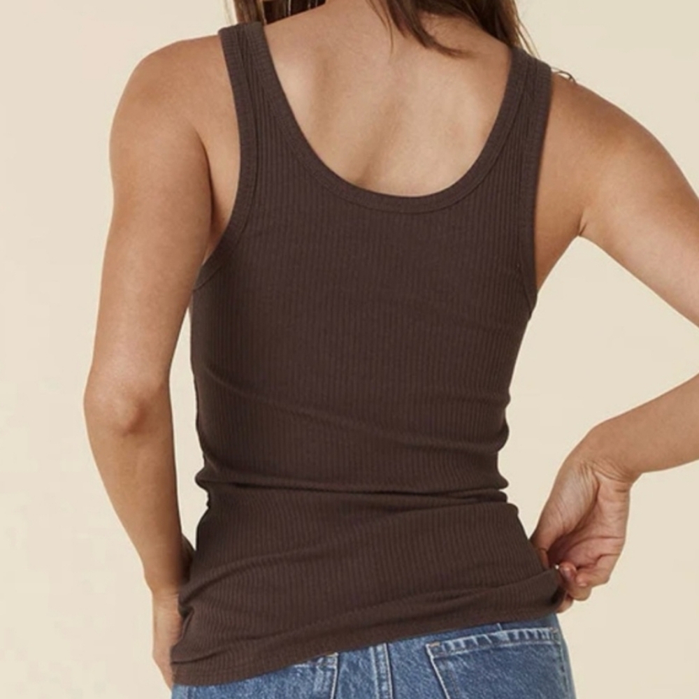 Spell Staples Ribbed Singlet Tank Size XL In Chocolate - Picture 2 of 12